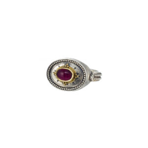 Cyclades oval ring in 18K Gold and Sterling silver with garnet