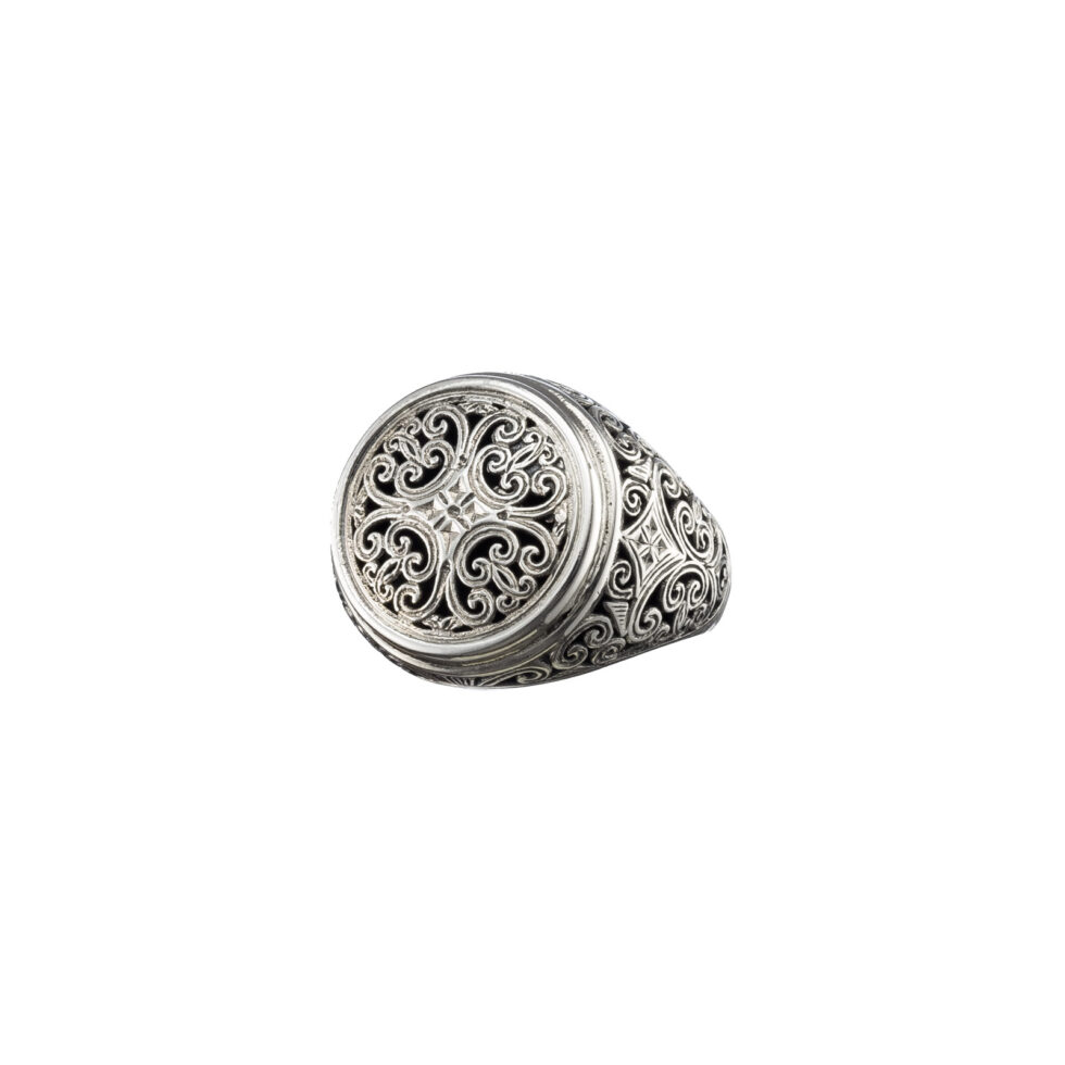 Mediterranean Round shape Ring in Sterling Silver