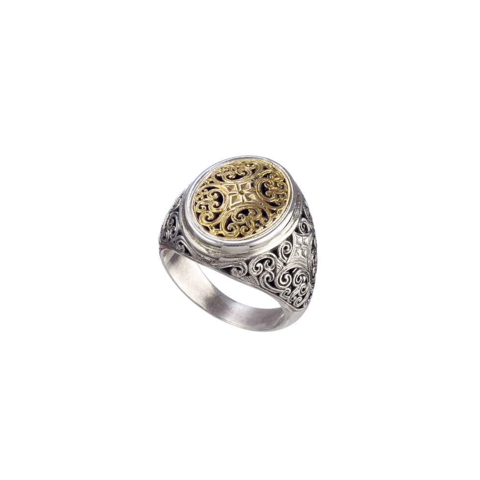 Mediterranean oval Ring in 18K Gold and Sterling Silver