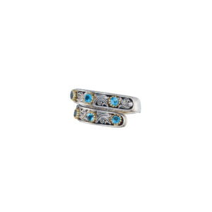 Nefeli Ring in 18K Gold and Sterling Silver with blue topaz - Image 2