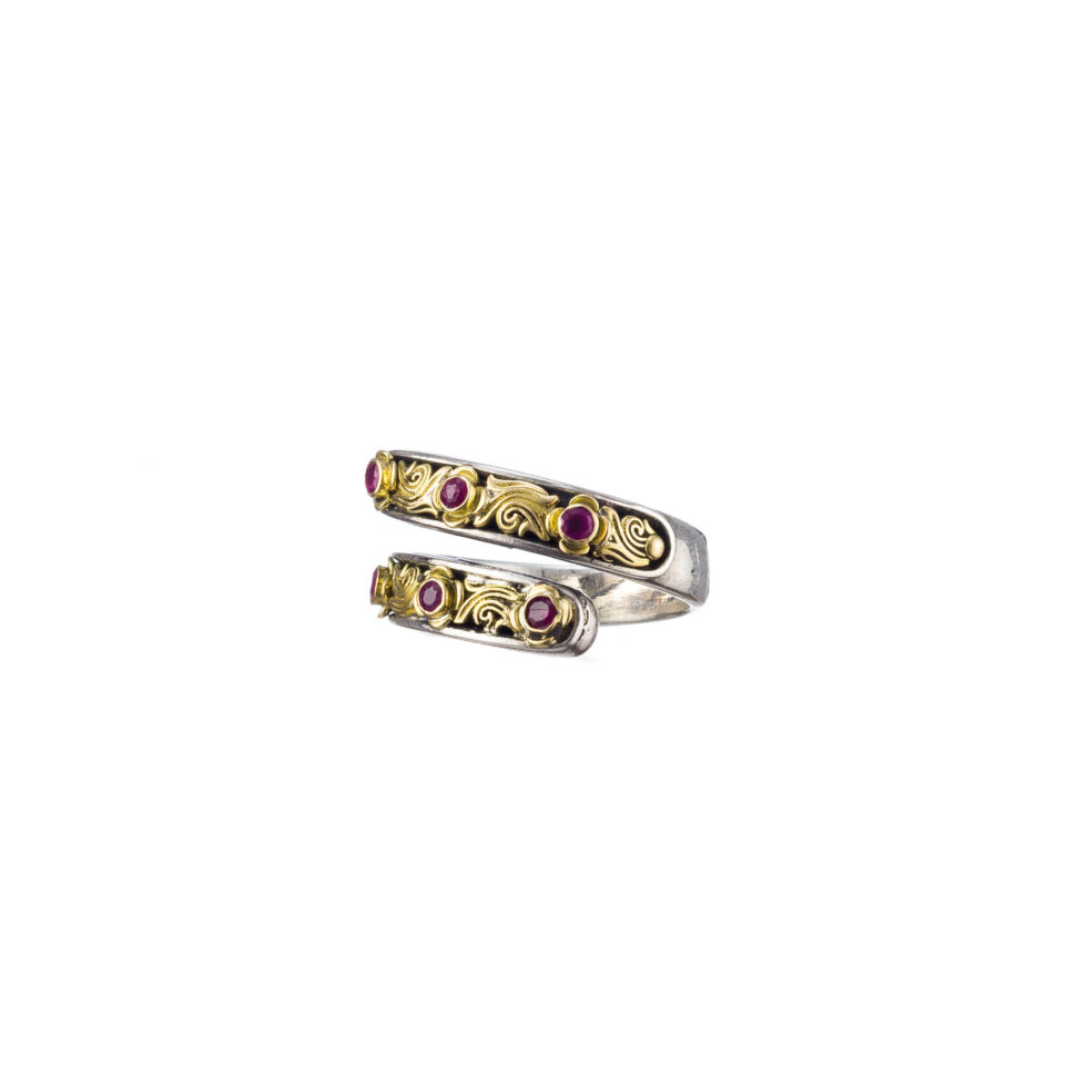 Nefeli Ring in 18K Gold and Sterling Silver with rubies