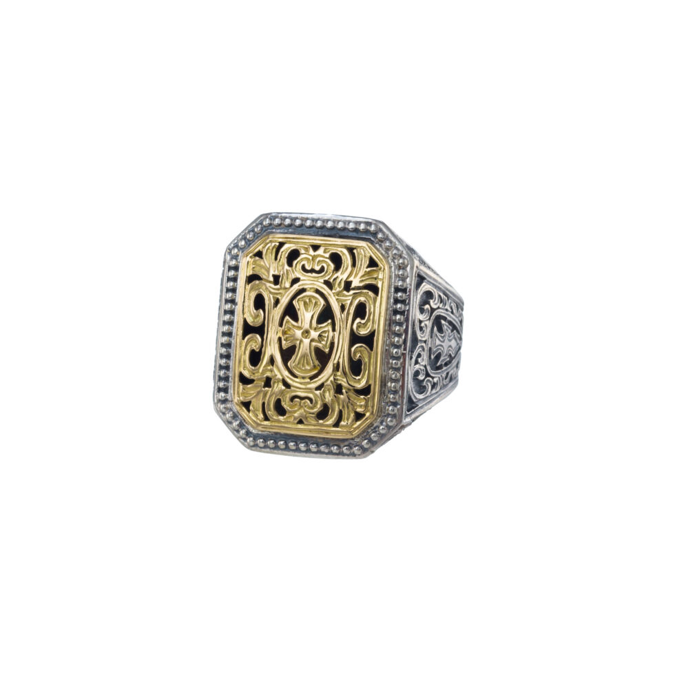 Patmos Men ring in 18K Gold and Sterling Silver