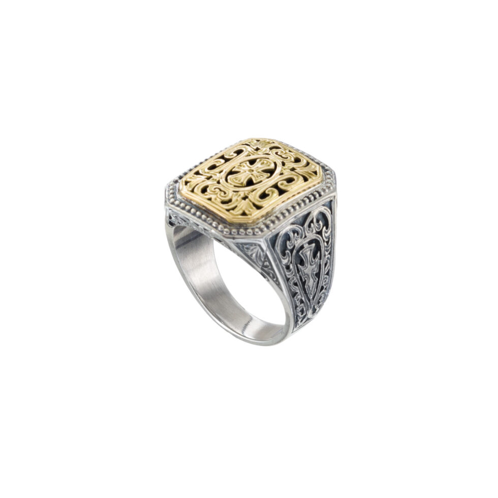 Patmos Men ring in 18K Gold and Sterling Silver