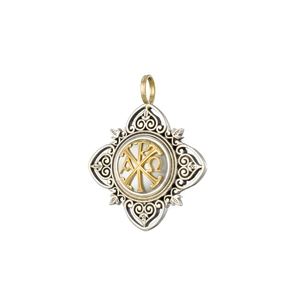 Aretousa cross pendant in 18K Gold and sterling silver