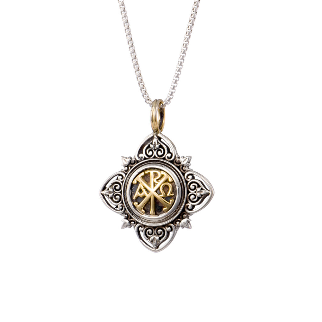 Aretousa cross pendant in 18K Gold and sterling silver