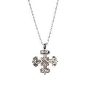Byzantine Cross in 18K Gold and Sterling Silver with Gemstones - Image 3
