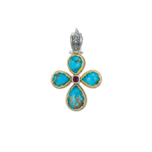 Iris cross in sterling silver with Gold plated parts