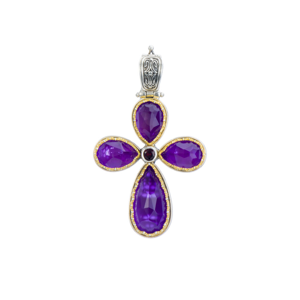 Iris cross in sterling silver with Gold plated parts