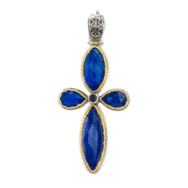 Iris cross in sterling silver with Gold plated parts