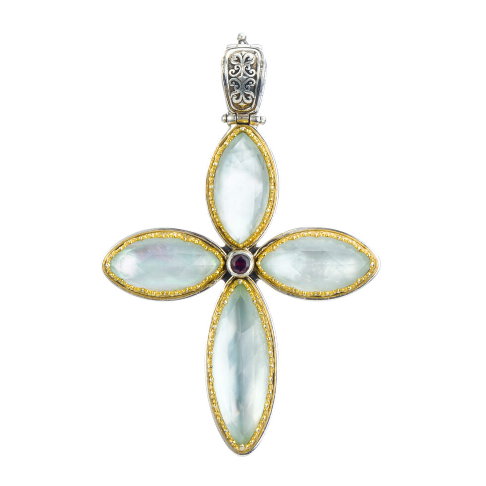 Iris cross in sterling silver with Gold plated parts