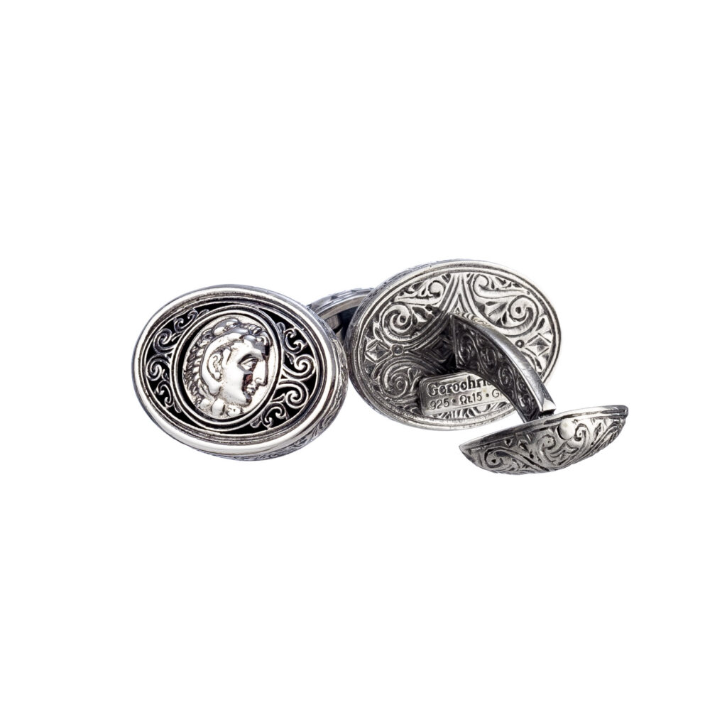 Alexander the Great Symbol cufflinks in Sterling Silver