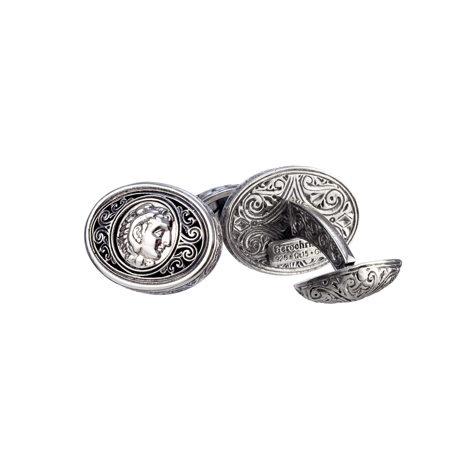 Gerochristo 7008N ~ Chi Rho-Chrismon ~ Sterling Silver Medieval Byzantine  Cufflinks