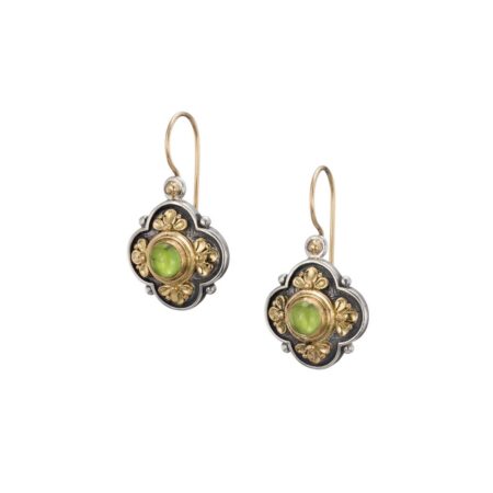Athenian Flower Earrings in 18K Gold and Sterling Silver with Aquamarine - Image 3