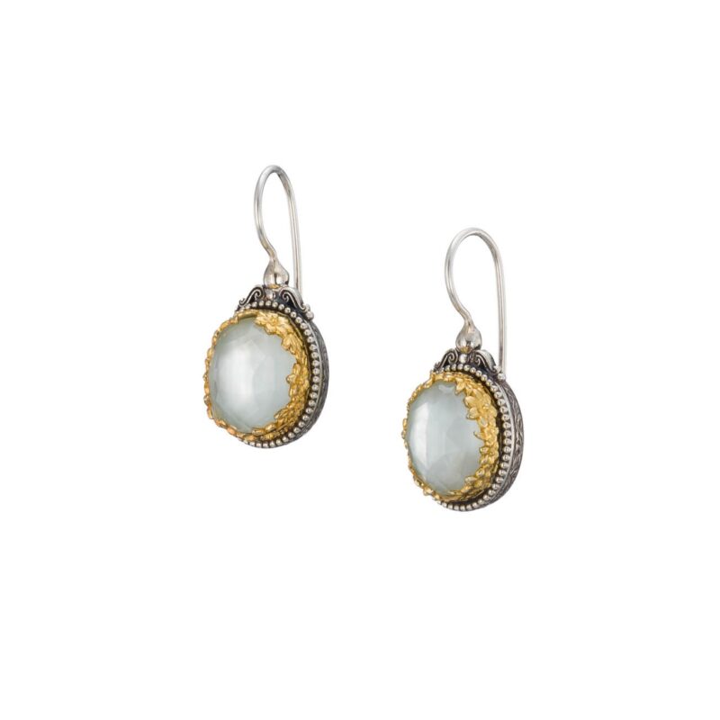 Dione oval earrings in sterling silver with Gold plated parts