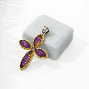 Iris cross in sterling silver with Gold plated parts - Image 4