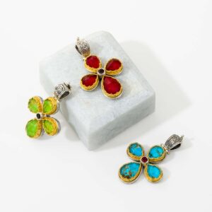 Iris cross in sterling silver with Gold plated parts - Image 2