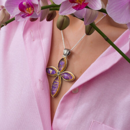 Iris cross in sterling silver with Gold plated parts - Image 2