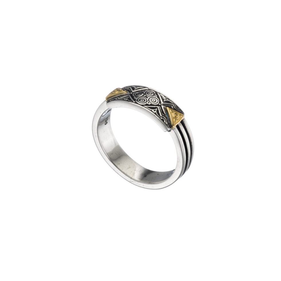Band ring in 18K Gold details and Sterling Silver