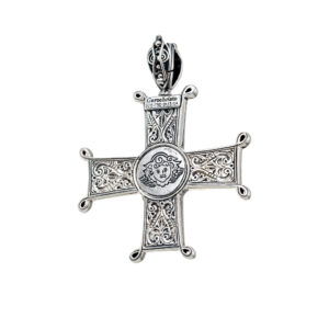 Erotokritos and Aretousa Cross in 18K Gold and Sterling silver with mother of pearl - Image 3