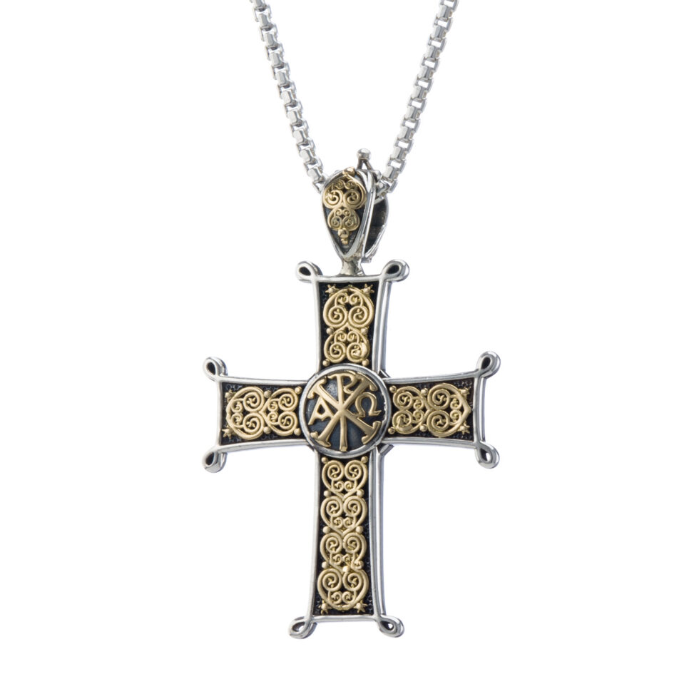 Erotokritos & Aretousa Cross in 18K Gold and Sterling silver