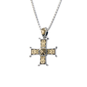 Erotokritos and Aretousa small Cross in 18K Gold and Sterling silver