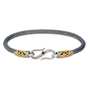 Erotokritos Chain Bracelet in 18K Gold and Sterling silver with ruby