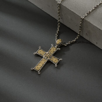 Erotokritos & Aretousa Cross in 18K Gold and Sterling silver