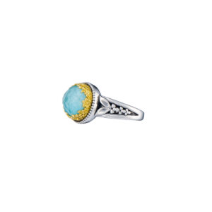 Dione round ring in sterling silver with Gold plated parts - Image 2