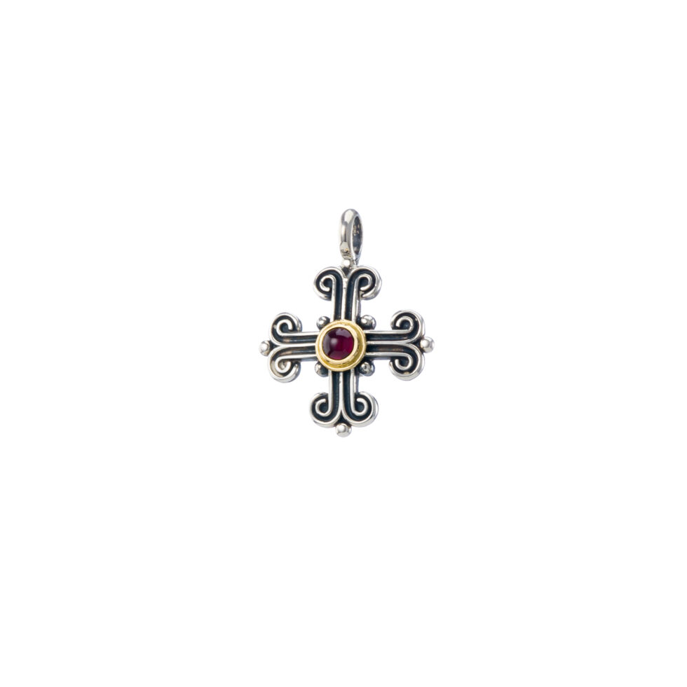 Byzantine cross in 18K Gold and sterling silver
