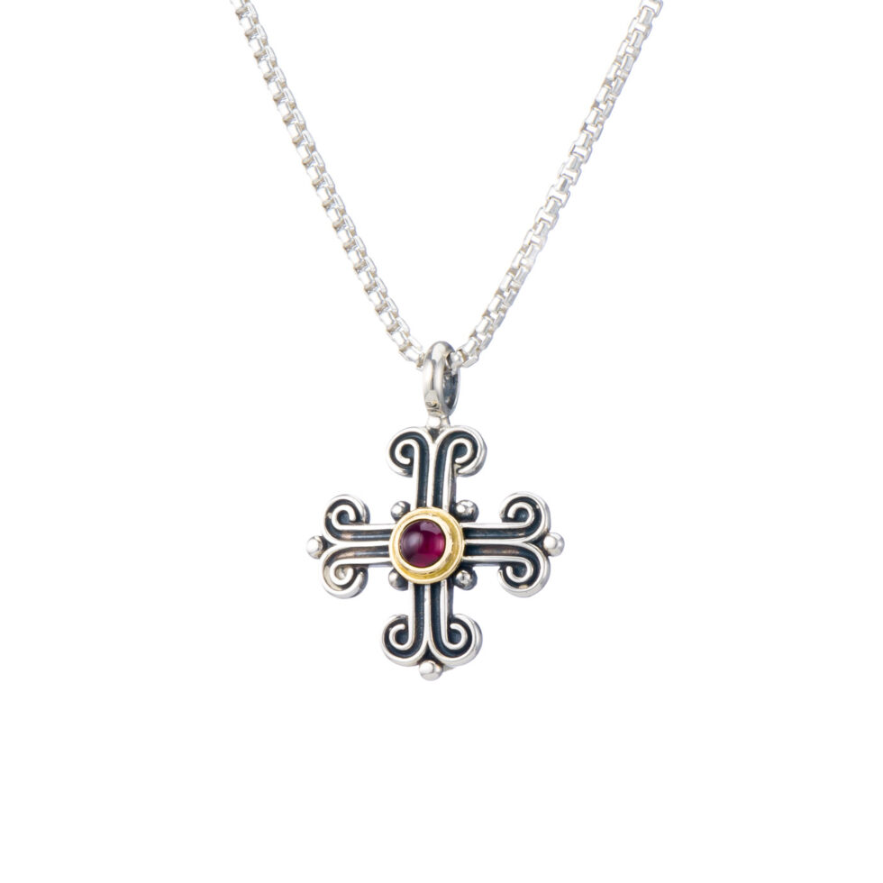 Byzantine cross in 18K Gold and sterling silver