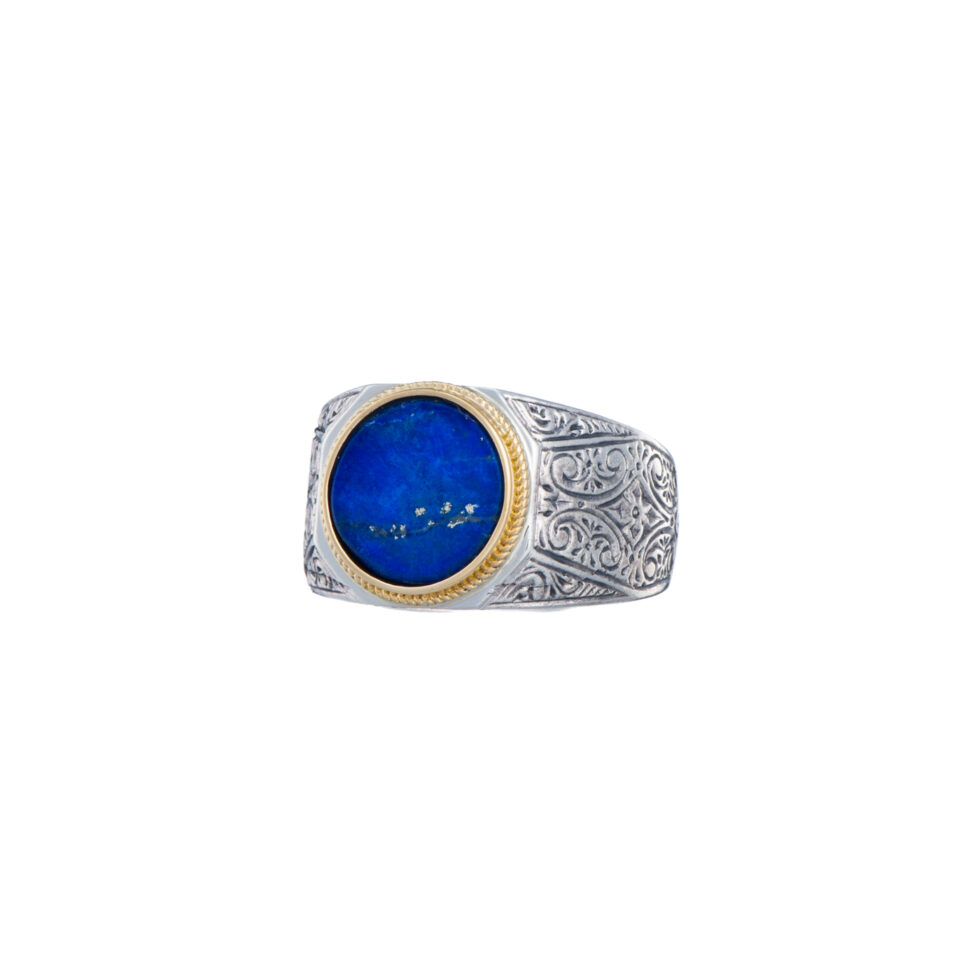 Classic men ring in 18K Gold and Sterling silver with semi precious stone