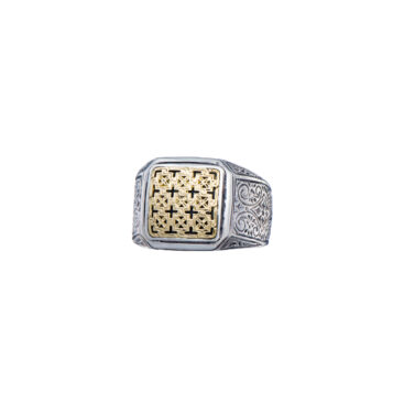 Monastiraki men Ring in 18K Gold and Sterling Silver