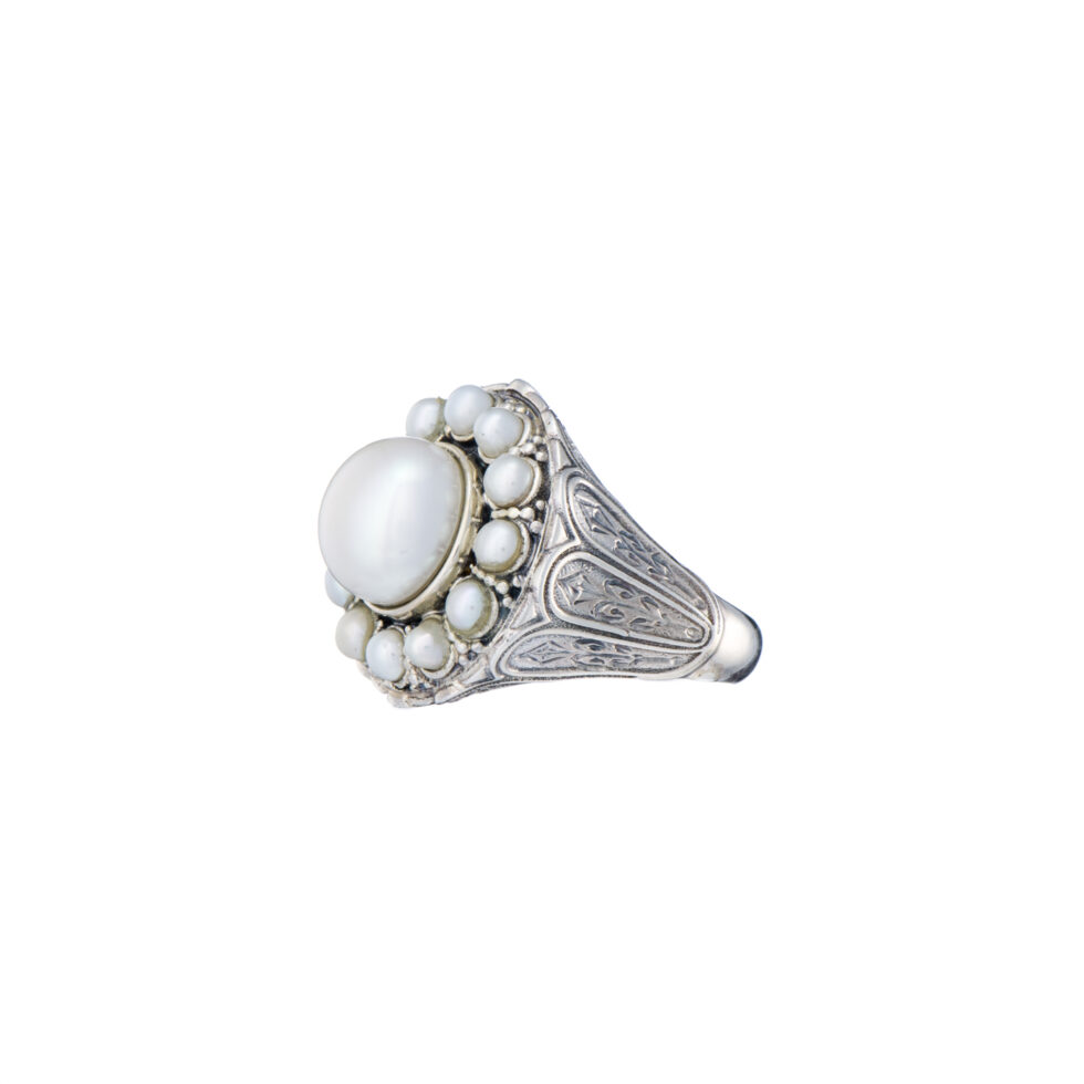 Santorini Ring in Sterling Silver with pearls