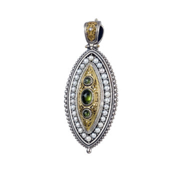 Faidra pendant in 18K Gold and sterling silver with semi precious stones