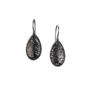 Kallisto teardrop earrings in Black plated silver 925