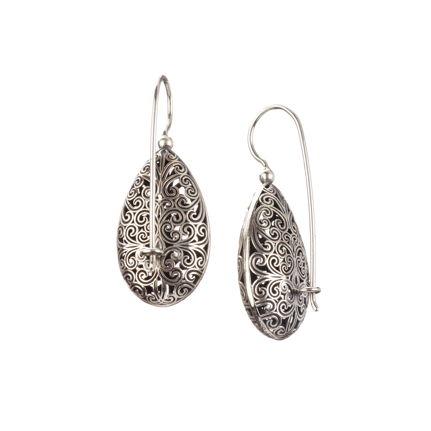 Kallisto Teardrop Earrings in oxidized Silver 925
