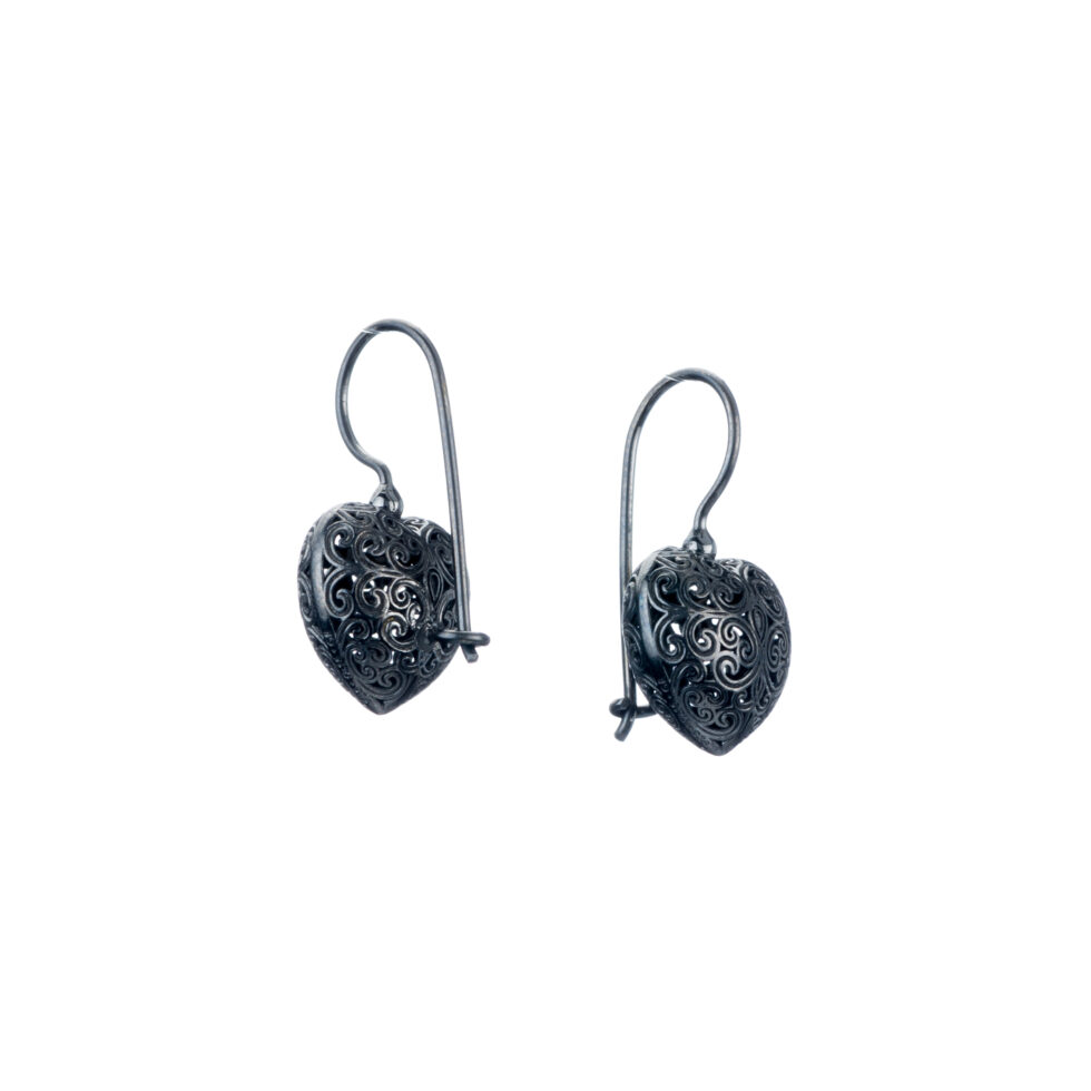 Kallisto Heart earrings in Black plated silver 925