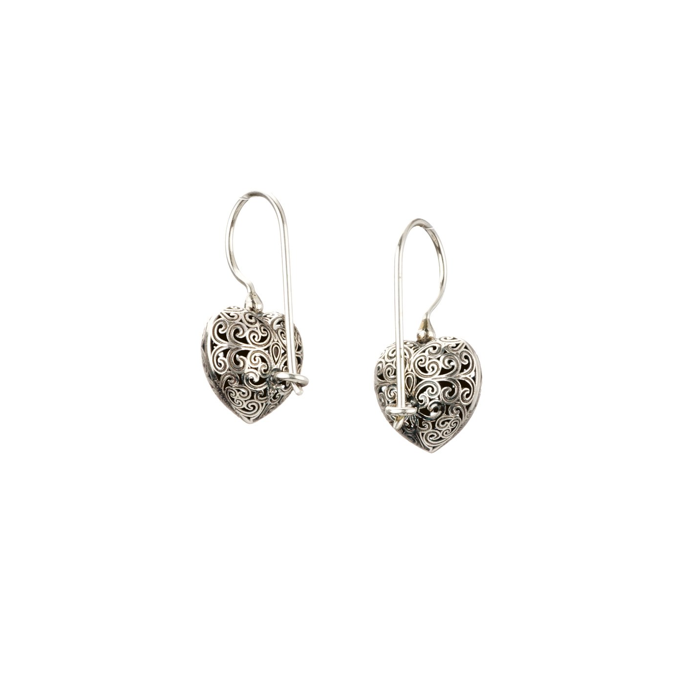 Kallisto Heart Earrings in oxidized Silver 925