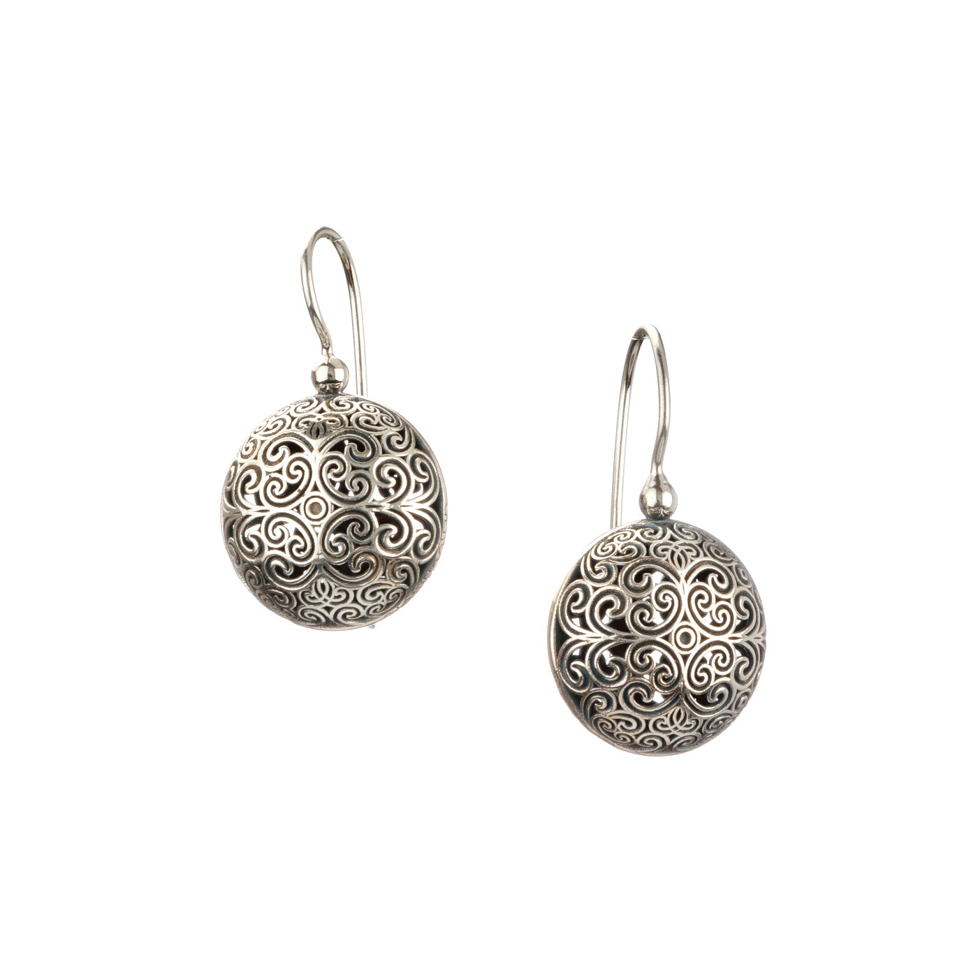 Kallisto Round Earrings in oxidized Silver 925