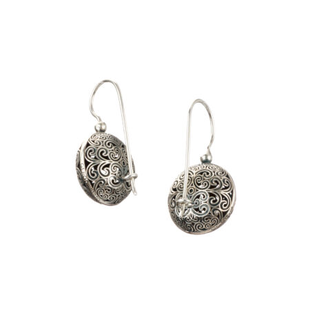 Kallisto Round Earrings in oxidized Silver 925 - Image 2