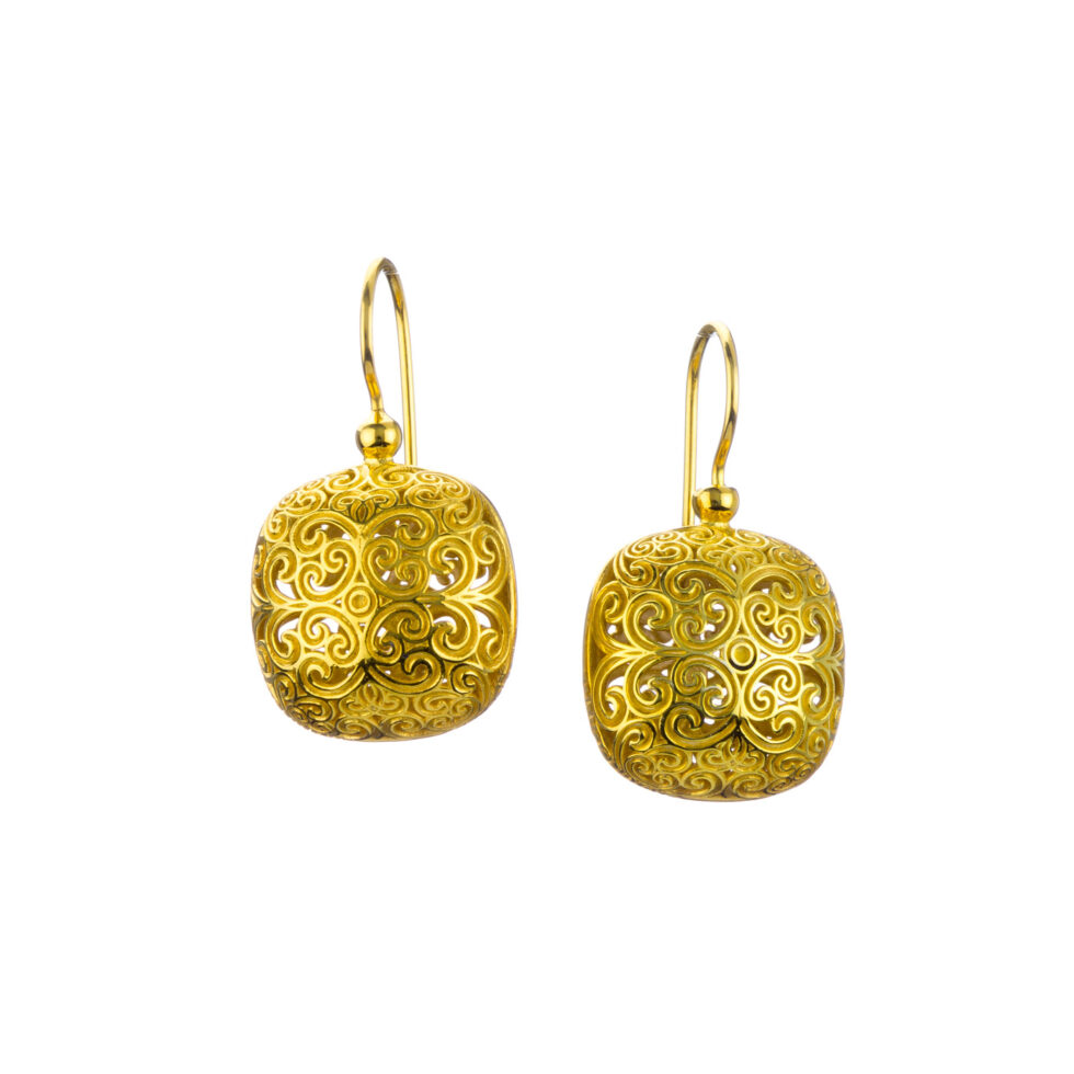 Kallisto Cushion Earrings in Gold plated silver 925