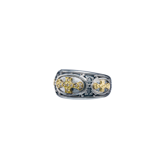 Patmos Ring in 18K Gold and Sterling silver with brown diamonds - Image 4