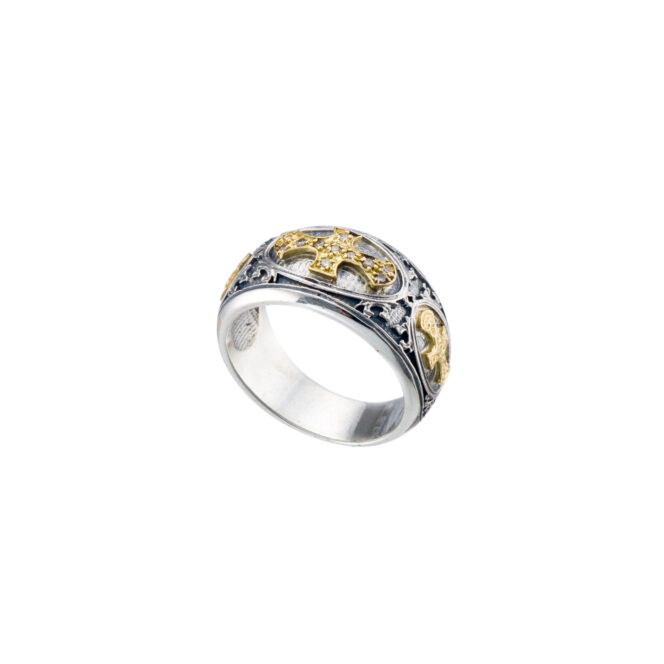 Patmos Ring in 18K Gold and Sterling silver with brown diamonds - Image 2