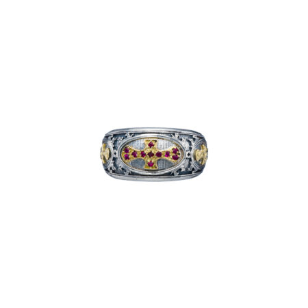 Patmos Ring in 18K Gold and Sterling silver with rubies