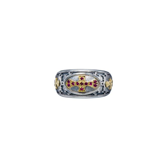 Patmos Ring in 18K Gold and Sterling silver with rubies