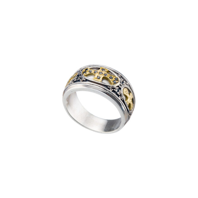 Patmos Ring in 18K Gold and Sterling silver with black diamonds - Image 3