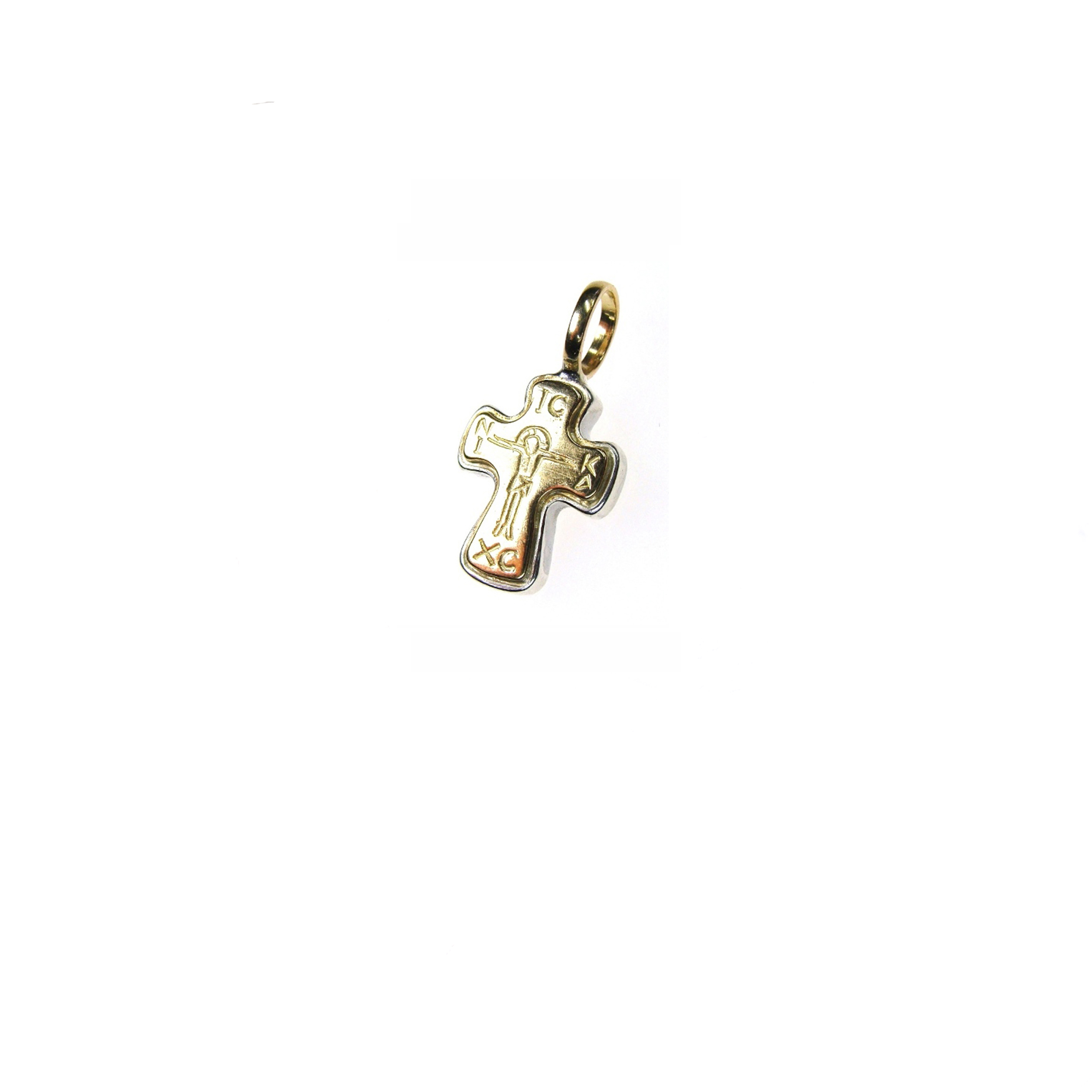 Tiny Byzantine cross in 18K Gold and Silver - Gerochristo Jewelry