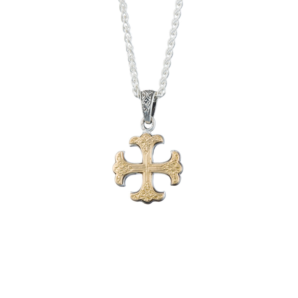 Byzantine cross in 18K Gold and Sterling Silver