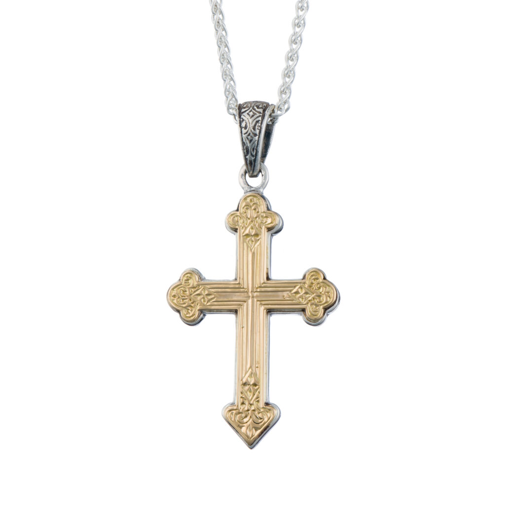 Byzantine cross in 18K Gold and Sterling Silver