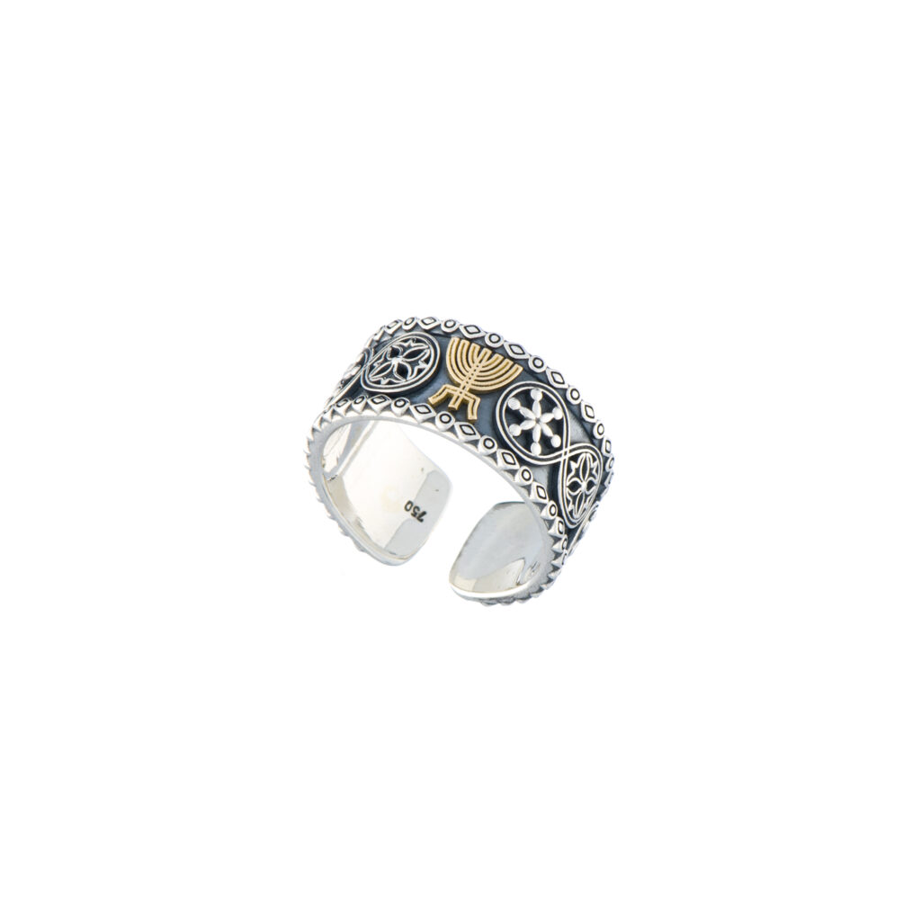 Symbol adjustable Ring in 18K Gold and Sterling silver